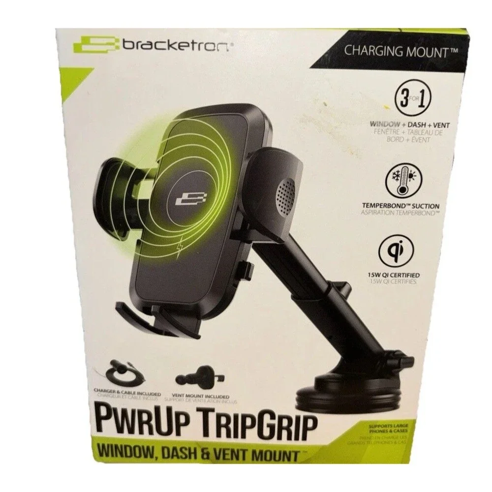 Bracketron PwrUp TripGrip Qi Wireless Charging Mount Dash Windshield Vent